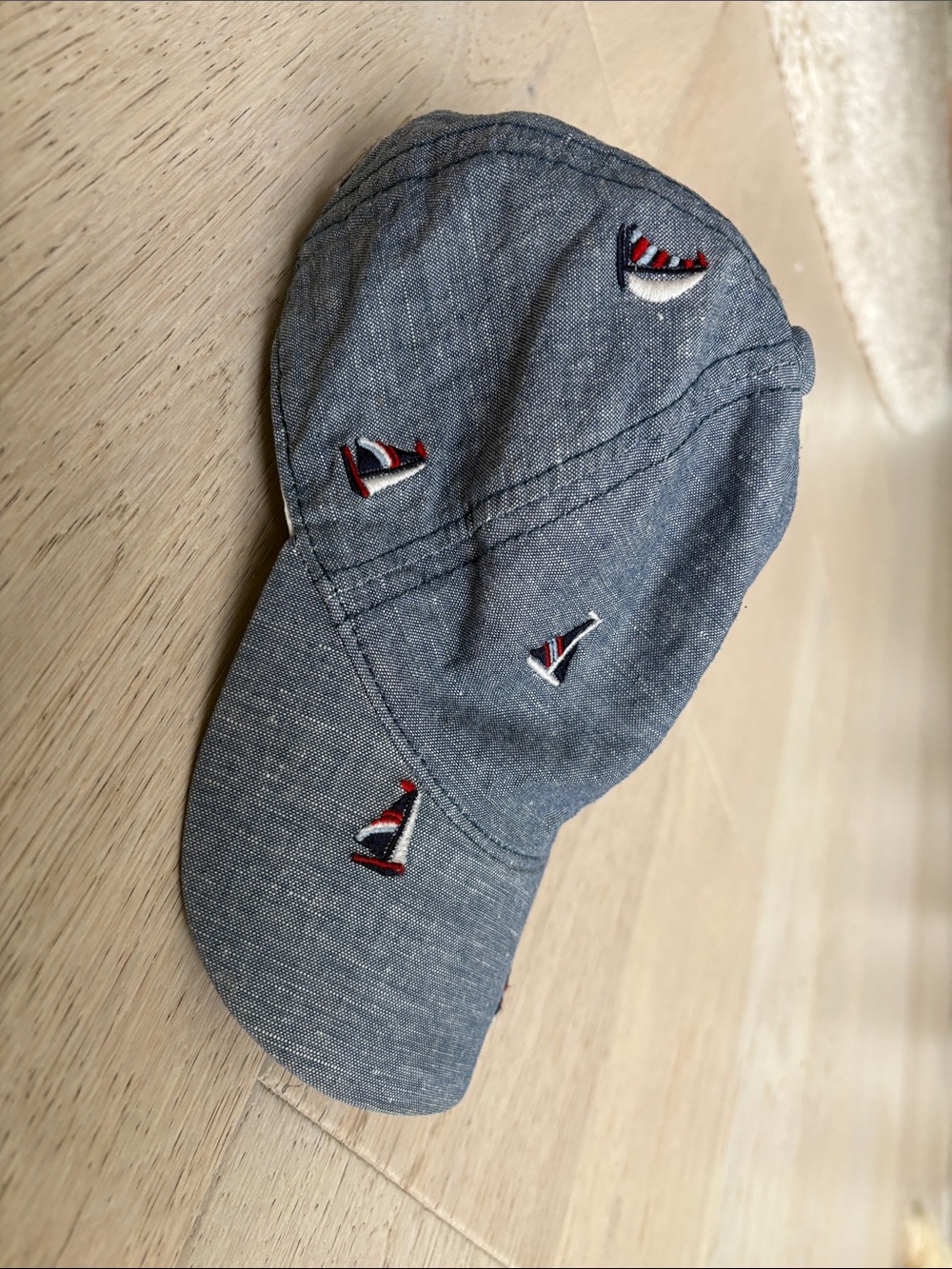 Janie and Jack Blue Chambray Sailboat Embroidered Kids Cap